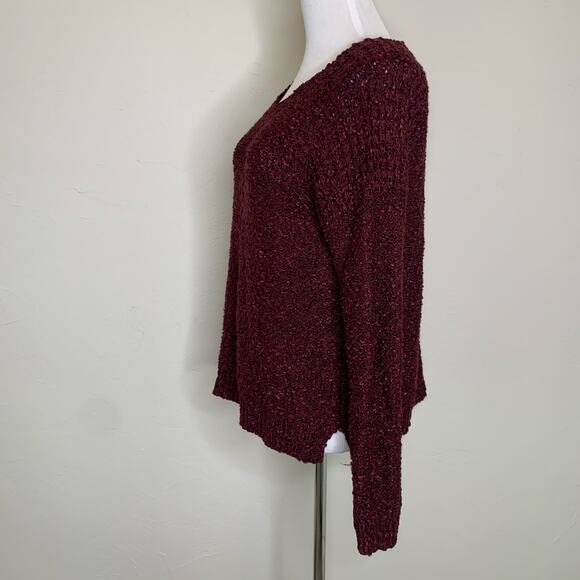 Burgundy Textured Scoop Neck Sweater Medium - Picture 3 of 7
